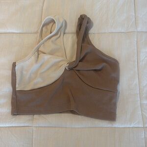 Two-Tone Brown and Cream Women's Top